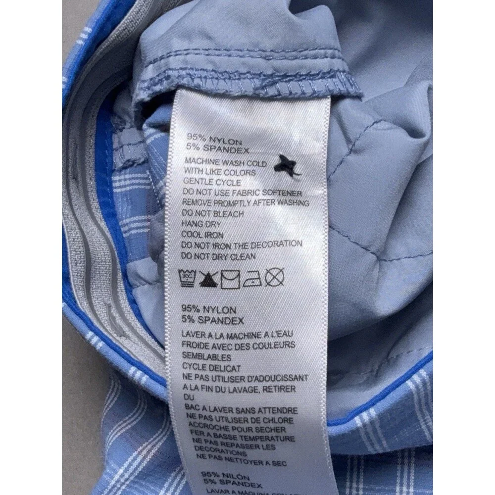 Tommy Bahama Blue Plaid Nylon Bermuda Chino Shorts 34